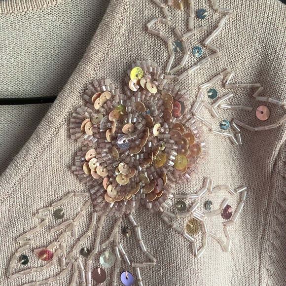 Amari V Neck Dressy Sweater Sequins and Beads Med - Picture 14 of 16